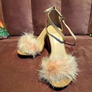 Fluffy sandal heels